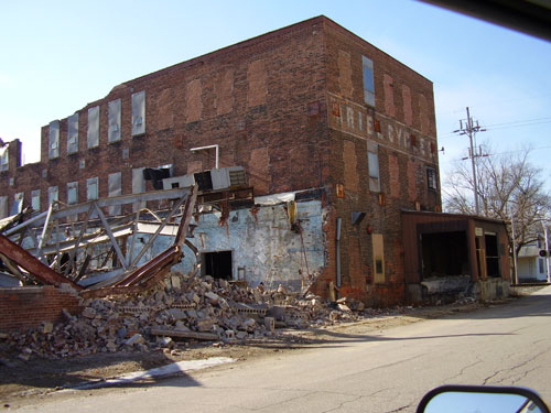 Goshen Factory demolition January 2011